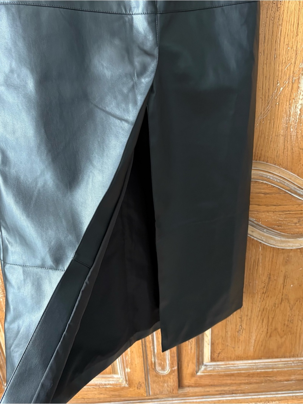 Nasty Gal Black Faux Leather Paneled Maxi Column Skirt Size 6 - Picture 4 of 8